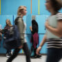 Students friends at lockers room