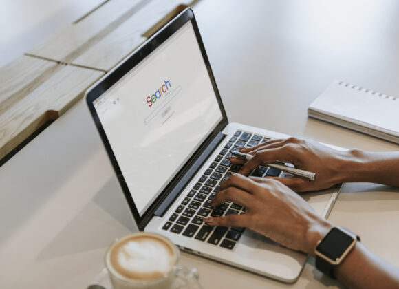 Woman searching on a website