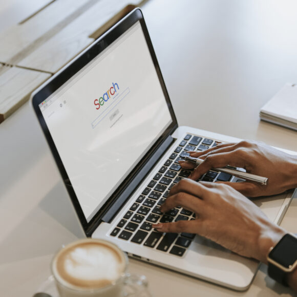 Woman searching on a website
